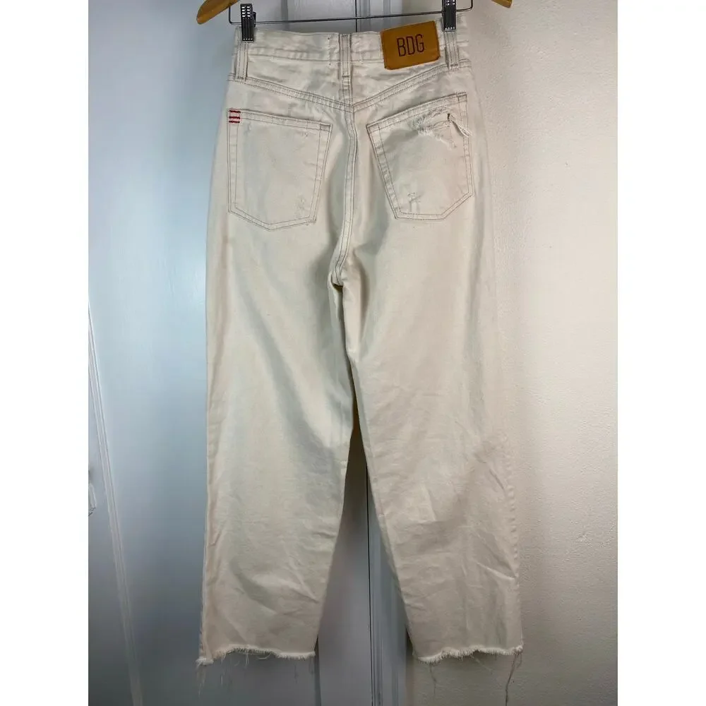 Urban Outfitters BDG Women's Size 26 Cream Distressed High Rise Baggy Jeans * - Picture 6 of 10